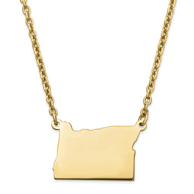 Silver Gold Plated OR State Pendant with chain