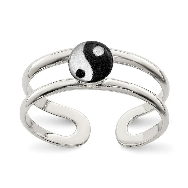 Sterling Silver Enameled Yin Yang Toe Ring