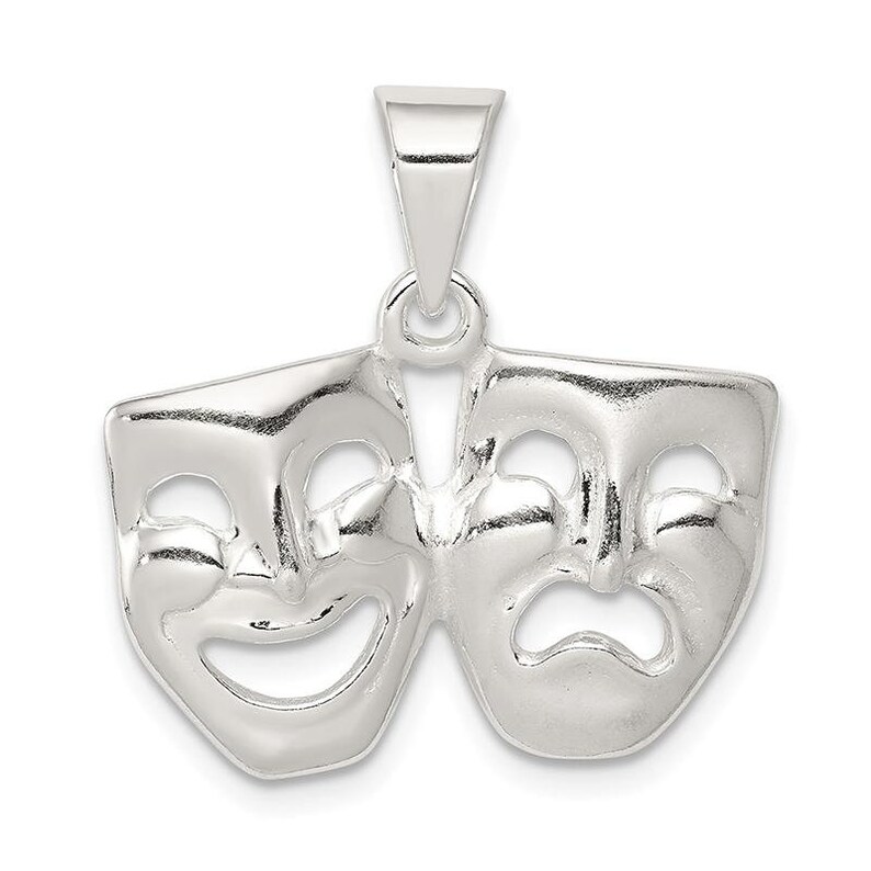 Length 19mm Sterling Silver Comedy-Tragedy Charm Weight: 2.19 grams Width 22mm