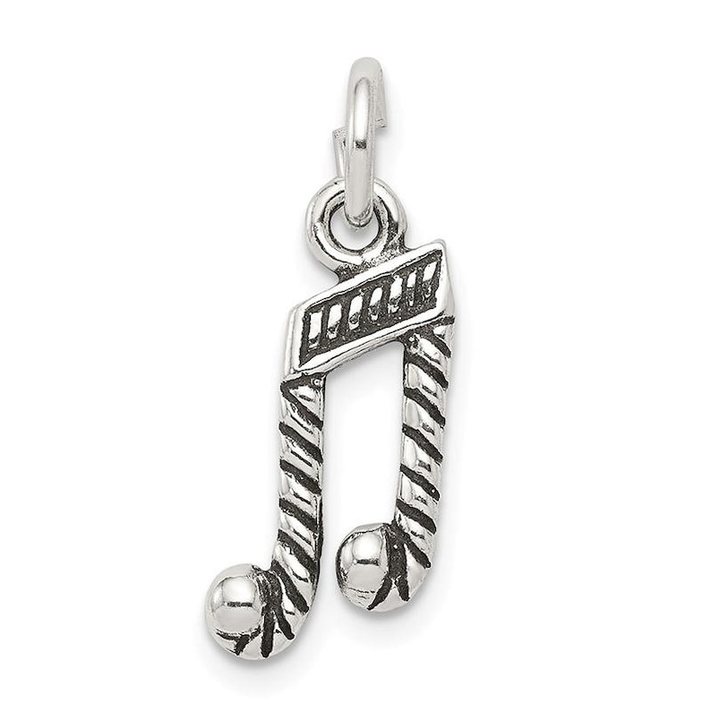 Weight: 0.68 grams Width 11mm Length 21mm Sterling Silver Antiqued Music Note Charm