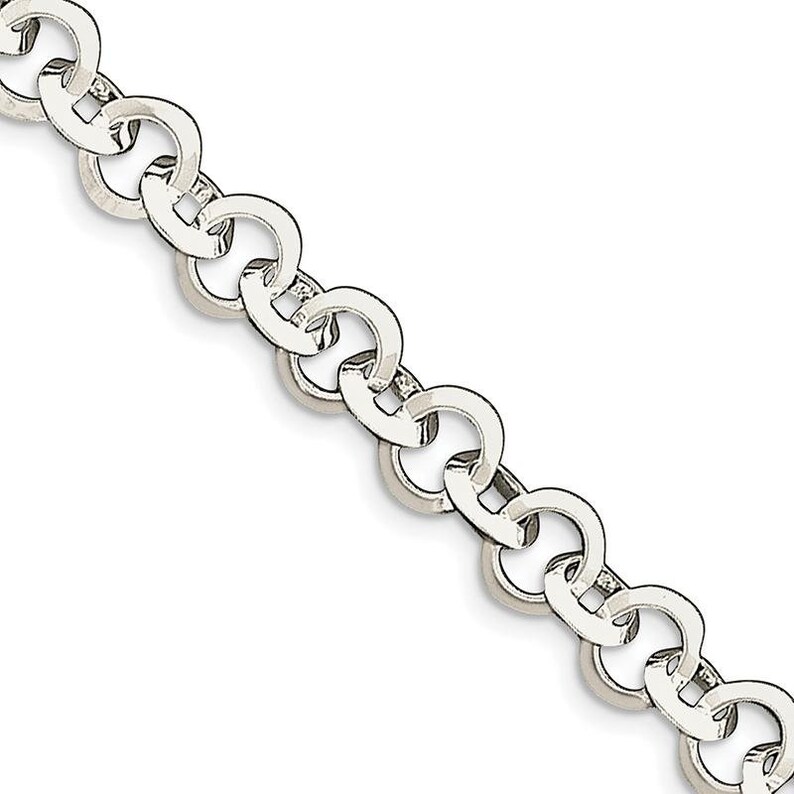 Weight: 19.29 grams Width mm Sterling Silver 7.5inch Polished Fancy Circular Link Bracelet Length 7.5mm