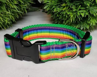 Dog Collar, Rainbow Dog Collar, Pride Dog Collar, 1" Dog Collar, Big Dog Collar