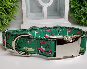 Golf Dog Collar, 1" Dog Collar, Summertime Dog Collar, Metal Buckle Dog Collar, Martingale Collar, Dog Collar, Golf Collar, Matching Leash