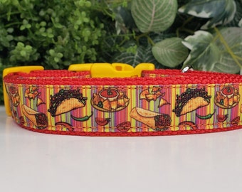 Collar para perro. Collar para tacos, collar para perro de 2,5 cm de ancho, collar para perro bonito, collar para perro grande, collar para perro con comida, martes de tacos, collar para perro divertido.