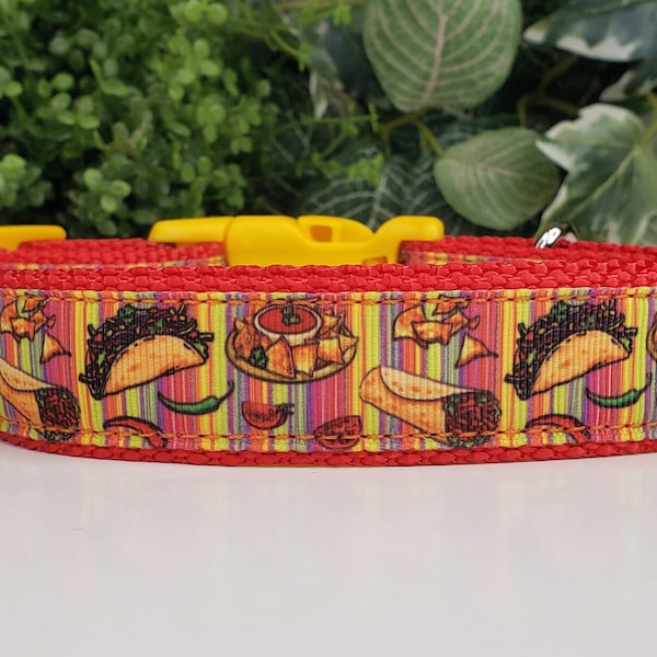 Dog Collar. Taco Dog Collar, 1 inch wide Dog Collar, Taco,  Cute Dog Collar, Big Dog Collar, Food Dog Collar, Taco Tuesday, Fun Dog Collar