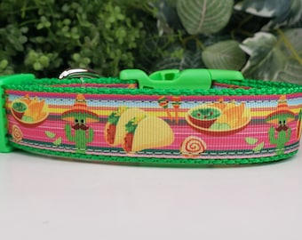 Dog Collar, Taco Dog Collar, Festive Dog Collar, Food Dog Collar, 1 inch wide Dog Collar, Big Dog Collar, Cute Dog Collar