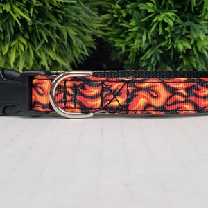 Dog Collar, 3/4" or 5/8" Dog Collar, Flame Dog Collar, Flames Dog Collar, Small Dog Collar, Puppy Dog Collar, On Fire Dog Collar