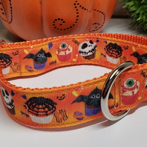 1&quot; Halloween Dog Collar, Metal Buckle Dog Collar, Martingale Collar, Half Check Chain, Spooky Dog Collar, Cute Halloween Collar, Martingale