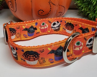 1 "Halloween Hundehalsband, Metallschnalle Hundehalsband, Martingale Halsband, halbe Check Kette, gruselige Hundehalsband, süßes Halloween Halsband, Martingale