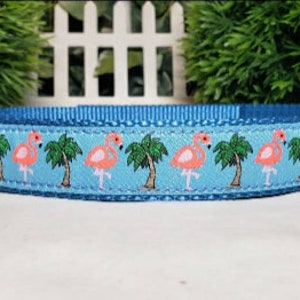 5/8&quot; 3/4&quot; Dog Collar, Flamingo Dog Collar, Small Dog Collar, Summer Dog Collar, Puppy Collar