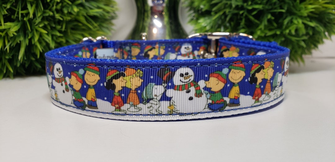 Holiday Dog Collar, 1 Inch Wide Christmas Dog Collar, Snoopy Christmas