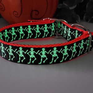 Glow in the Dark Dog Collar Halloween Dog Collar Dog Collar Skeleton Dog Collar Halloween Dog Collar fall Dog Collar 1 Inch Wide Collar Etsy
