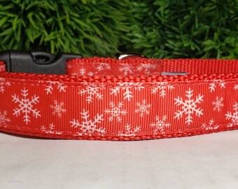 Dog Collar, Christmas Dog Collar, Snowflake Dog Collar, 1" Dog Collar, Holiday Dog Collar