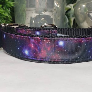 Collar para perros de 1&quot;, collar para perros con motivos galácticos, collar para perros espaciales, collar para perros grandes, collar para perros con motivos de estrellas