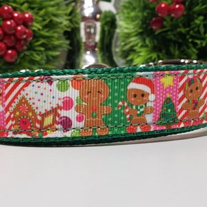 Dog Collar, 1&quot; Dog Collar, Christmas Dog Collar, Gingerbread Dog Collar, Metal Buckle Dog Collar, Martingale Collar, Half Check Chain