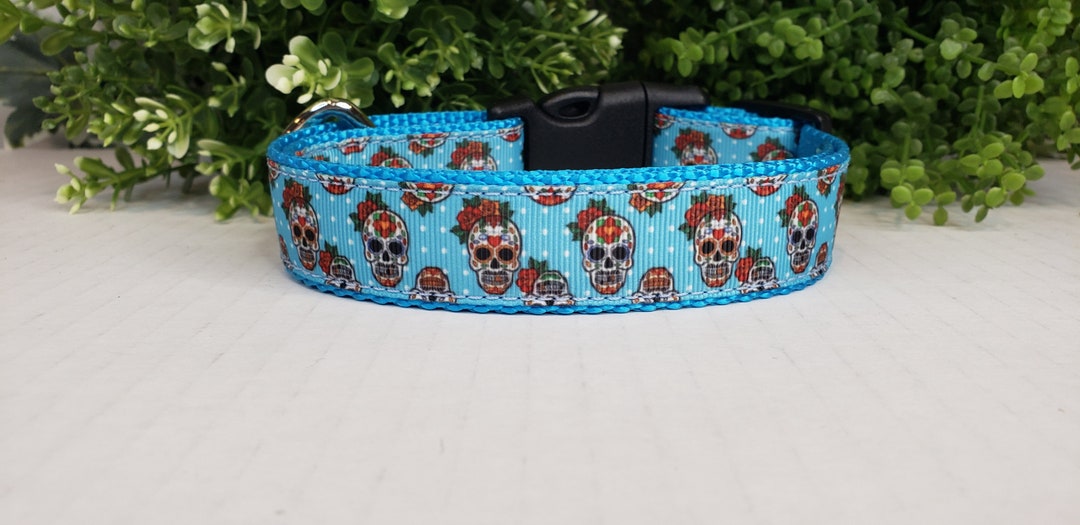 1 Metal Buckle Dog Collar, Dia De Los Muertos Dog Collar, Day of the