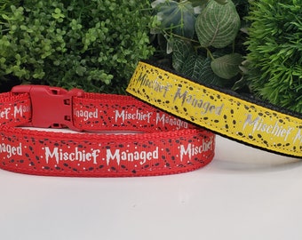 Dog Collar, Mischief Managed Dog Collar, 1" Dog Collar, Big Dog Collar, Dog Collar, 1 inch wide Dog Collar