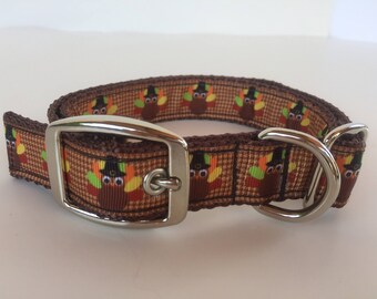 Dog Collar, Thanksgiving Dog Collar, 1" wide Dog Collar,  Fall Dog Collar, Turkey Dog Collar, Holiday Dog Collar