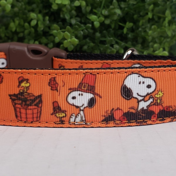 Dog Collar, Fall Dog Collar, Thanksgiving Dog Collar, 1" wide Dog Collar, Holiday Dog Collar, Big Dog Collar, Cute Dog Collar