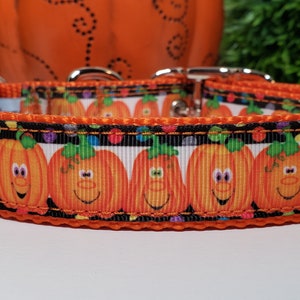 Dog Collar, Halloween Dog Collar, Pumpkins Dog Collar, 1 inch Dog Collar, Cute Collar, Martingale Collar, Half Check Chain, Metal Buckle