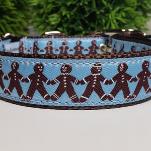 1&quot; Metal Buckle Dog Collar, Gingerbread Men Dog Collar, Holiday Dog Collar, Dog Leash, Christmas Dog Collar,  Martingale Collar, Dog Collar