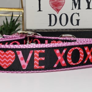 1&quot; Valentine&#39;s Dog Collar, Valentine&#39;s Day Dog Collar, Metal Buckle Collar, Martingale Collar, Half Check Chain, Love Dog Collar, Half Check