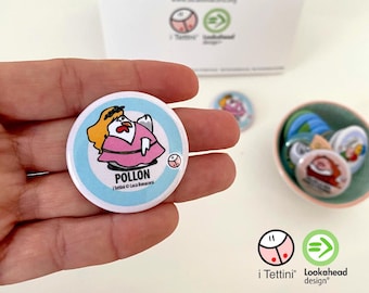 Magnet or Brooch with illustration POLLON, the Tettini® • Fridge magnet, Pin •