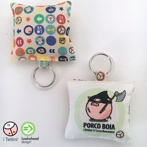 PORCO BOIA Keychain, i Tettini® | Personalized illustrated cotton keychain