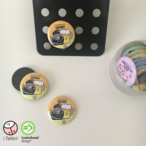 Magnet or Pin with COP illustration, the Tettini® • Fridge magnet, Pin •