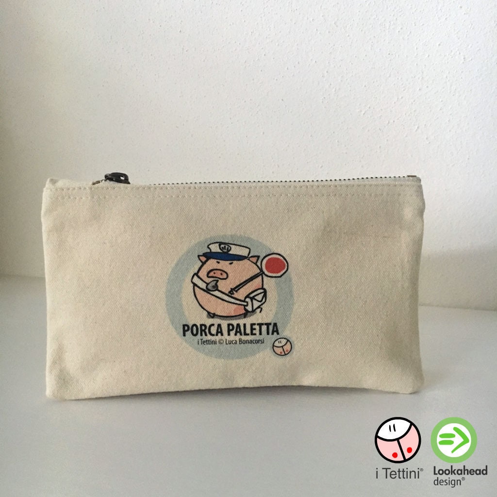 Astuccio in Cotone Naturale PORCA PALETTA, i Tettini® Astuccio Portapenne  Pochette Portatutto - Etsy Italia