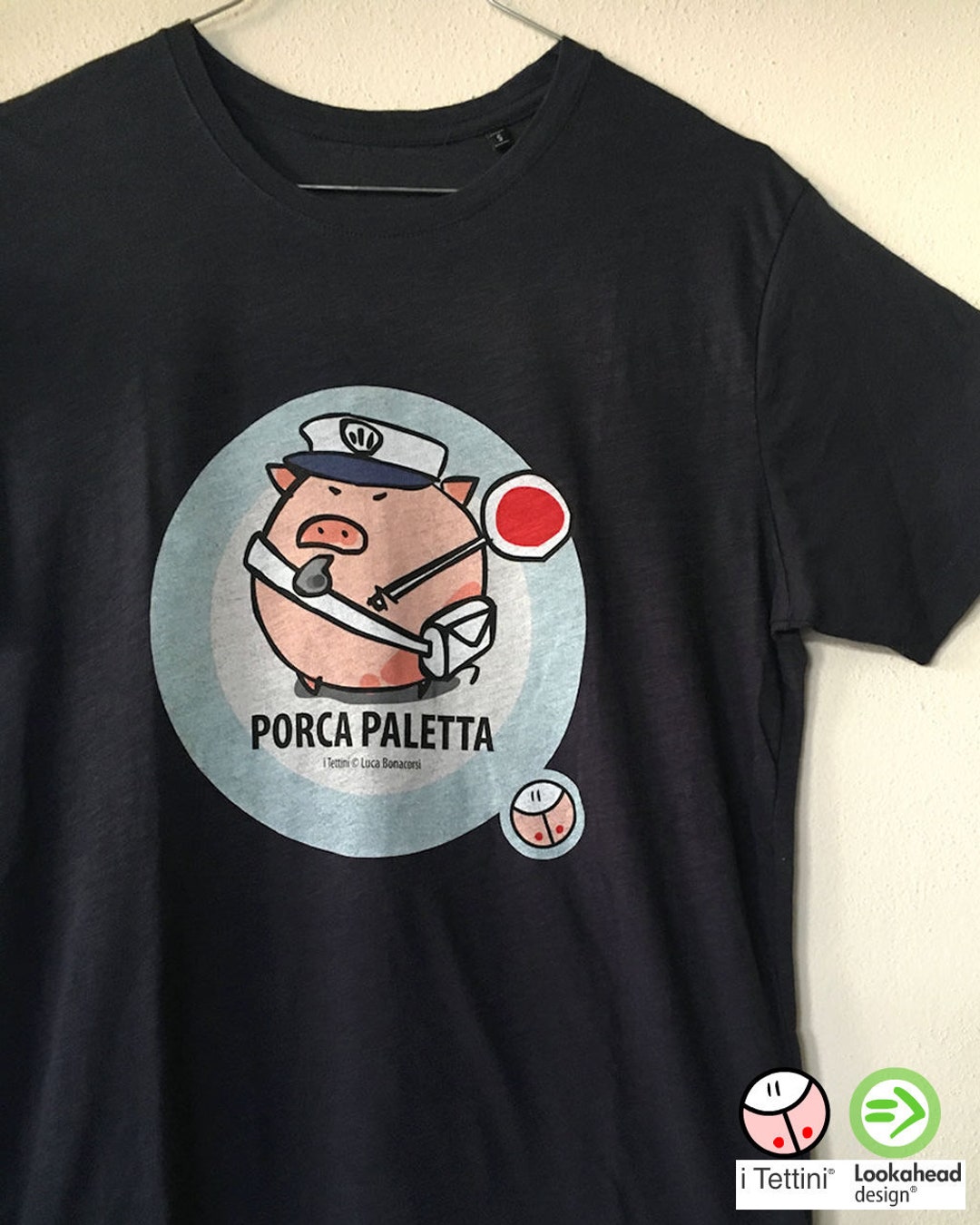 T-shirt Uomo, PORCA PALETTA, i Tettini® Colore Nero o Blu Cotone 100% -  Etsy Italia