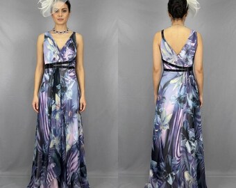 Vera Mont multi printed embellished cruise wedding formal long summer maxi dress 14