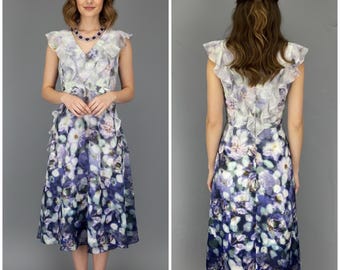 Stunning Adrianna Papell multi print wedding races formal summer  knee length dress uk size 16