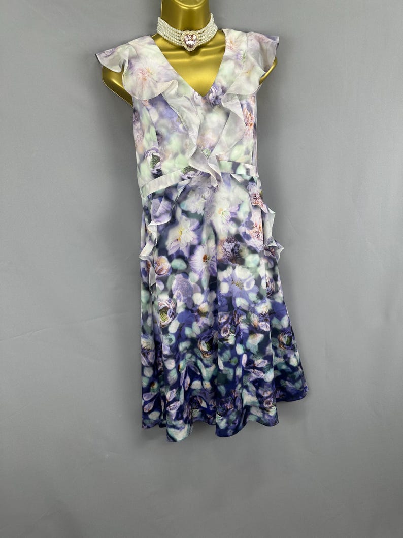 Stunning Adrianna Papell multi print wedding races formal summer knee length dress uk size 16 image 3