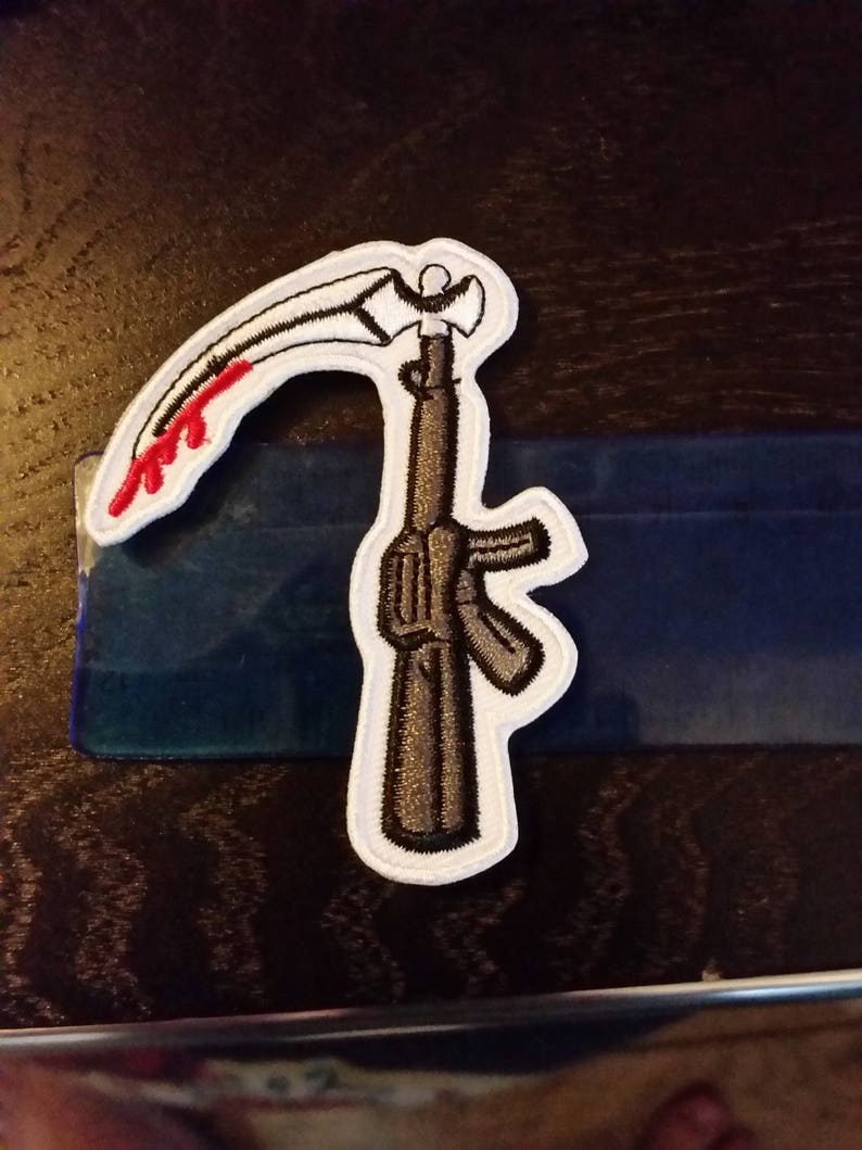 Sons Of Anarchy Jax Teller Collar Gun Scythe Reaper Patch Iron Etsy