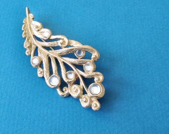 Trifari Moonstone leaf brooch c1960