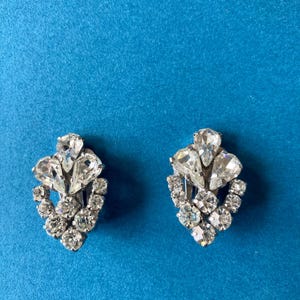 Vintage Rhinestone clip earrings c1950