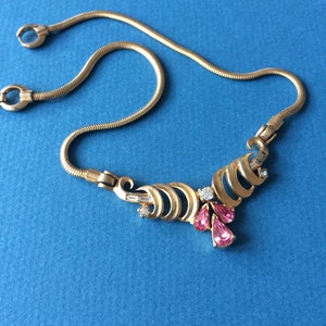 Mazer Bros Pink stone Necklace c1940