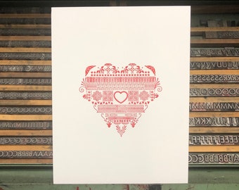 Ornamental Heart: Letterpress Poster