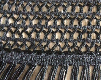 1.10 m of cotton fringes black haberdashery measuring 50 cm total height including 8cm of macramé