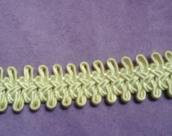 Superb yellow silk trimming strip measuring 1.5cm wide and sold by the meter