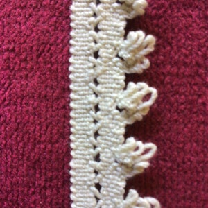 Lot de 5m de Dentelle galon en coton style croquet couleur un peu vert  tilleul très pâle mesurant 1,5cm de large.