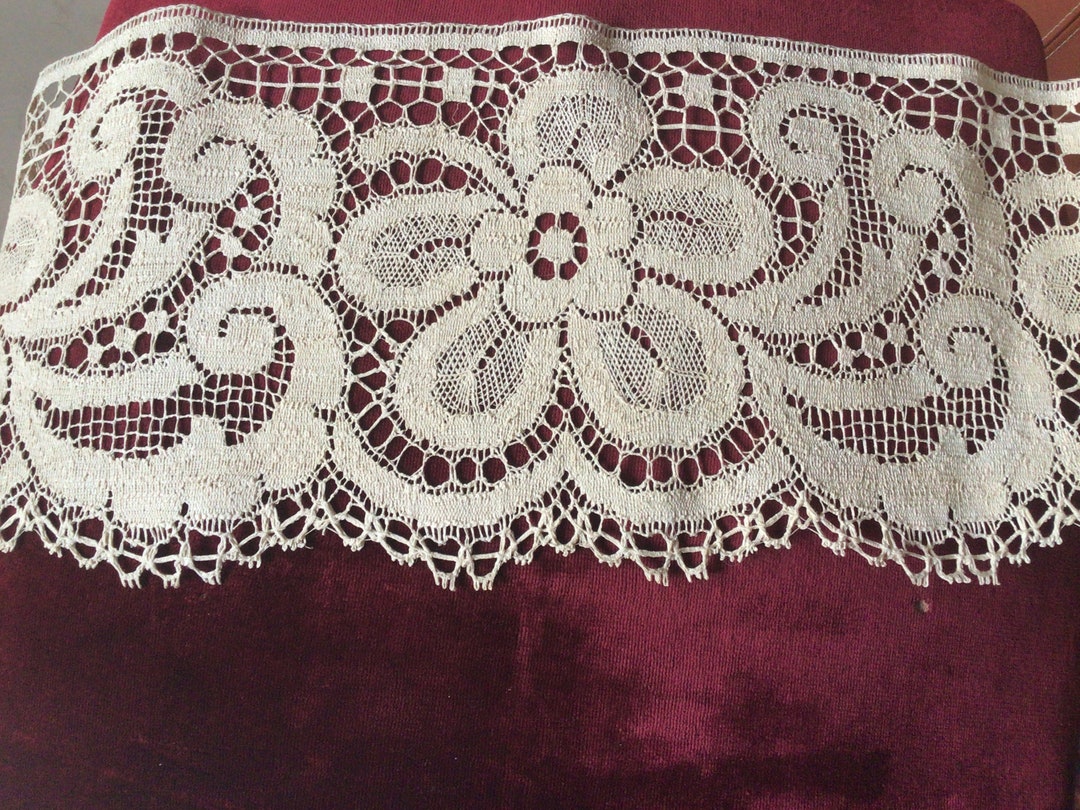 QUARKZMAN Ruban Dentelle Fleur Beige Clair 5 Yards (4,5 M) X 10 Cm – Dentelle Vintage Pour Couture, Mariage & DIY