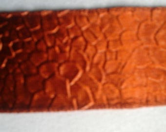 Set of 2.45m of pretty coppery orange silk stripe in relief measuring 3cm in width