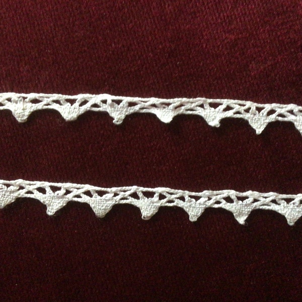 lot de 8 m de dentelle du puy faite main en coton blanc mesurant 1,2cm de large