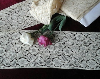Very pretty Calais lace in pale mustard yellow cotton measuring 10cm wide and sold by the meter