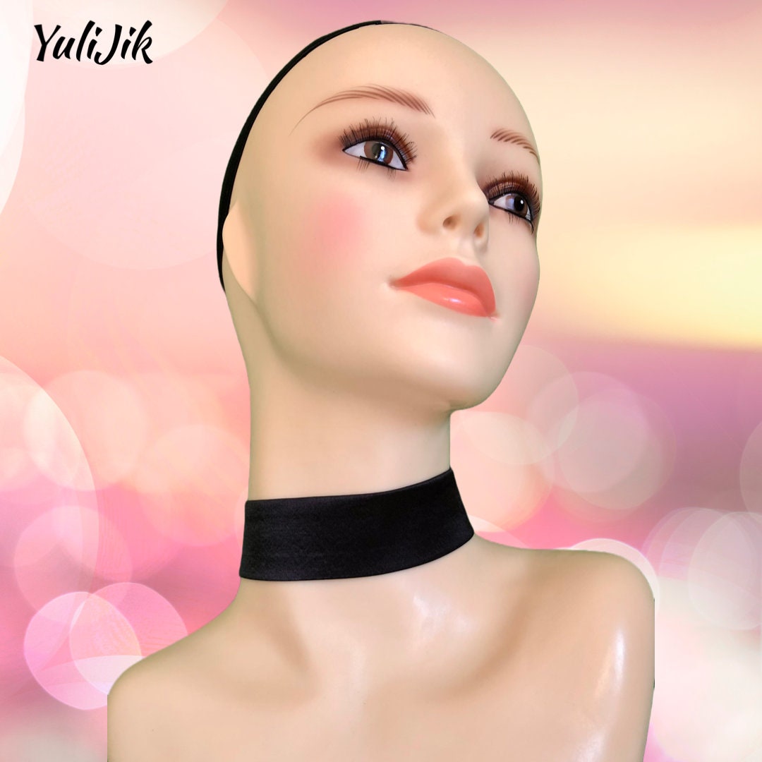 Black Satin Choker Neck Decoration Stylish Adjustable Length Neck