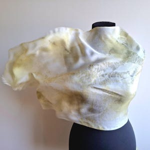Light khaki boho silk scarf hand dyed silk shawl, light olive batik scarf, tie day neckerchief women hand dyed shawls, shibori cottage scarf