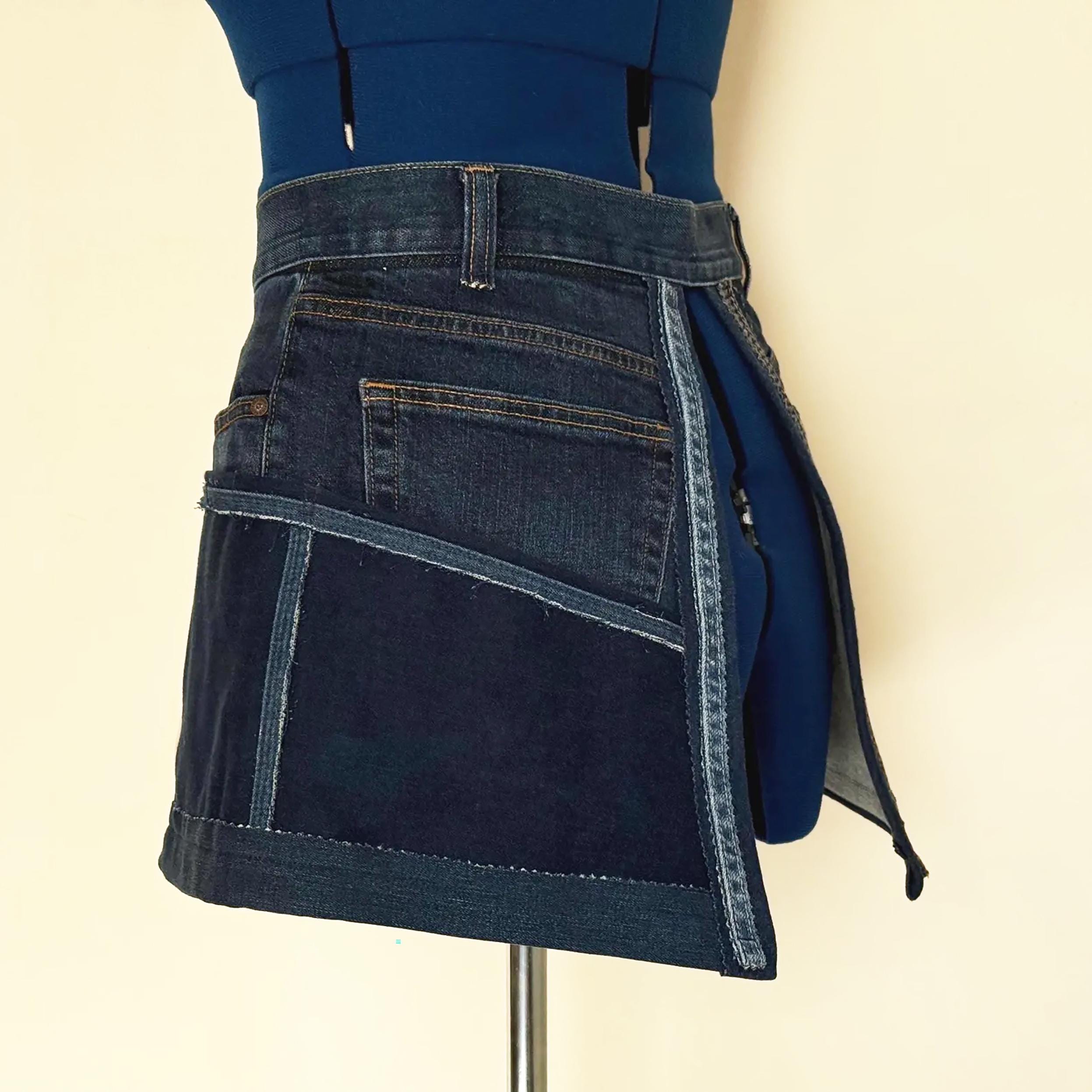 Upcycled Denim Belt Skirt Wrap – Half Skirt Jeans Waist Belt 