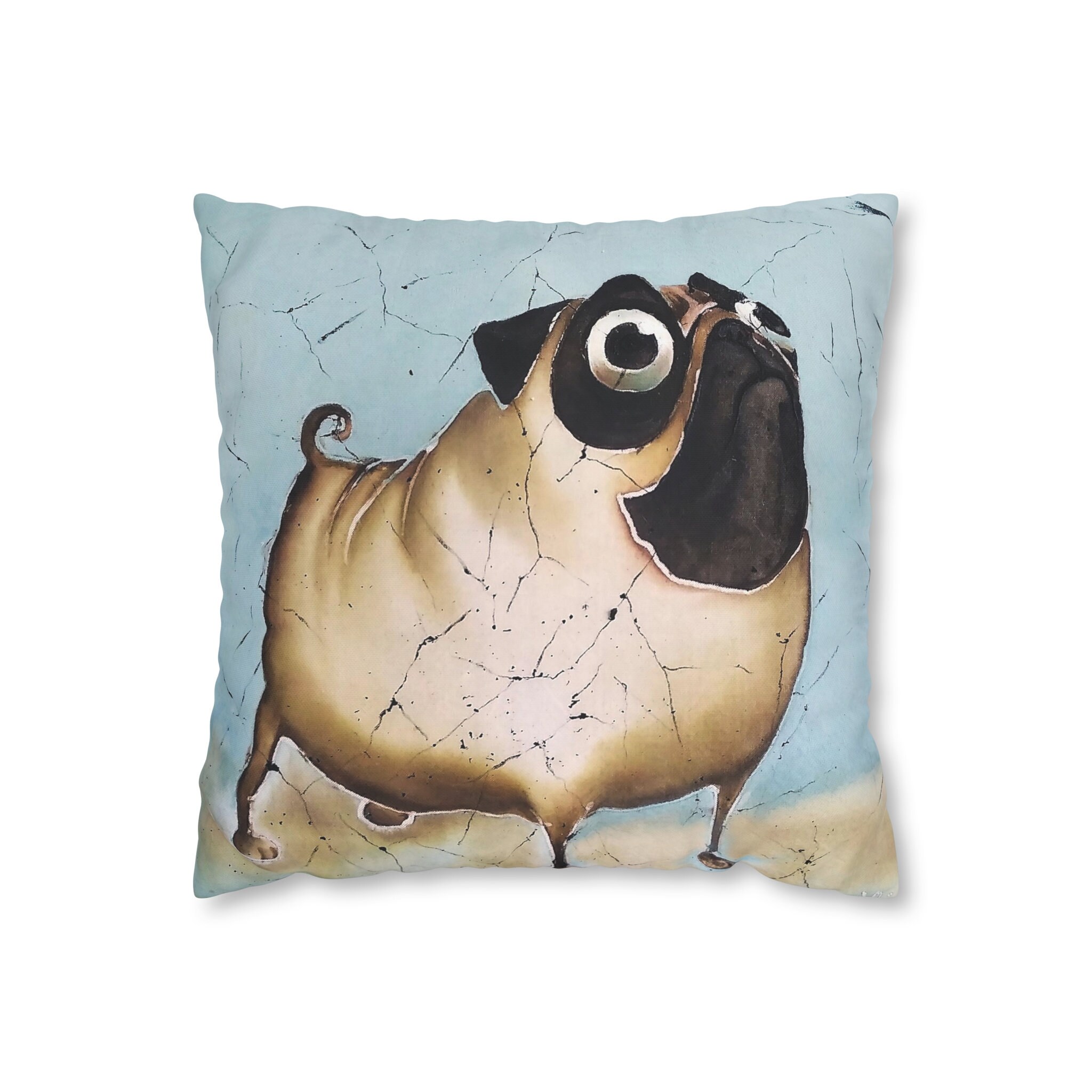 Cute Pug Pillowcase Pug Dog Original Art Print Pillow Cover Etsy